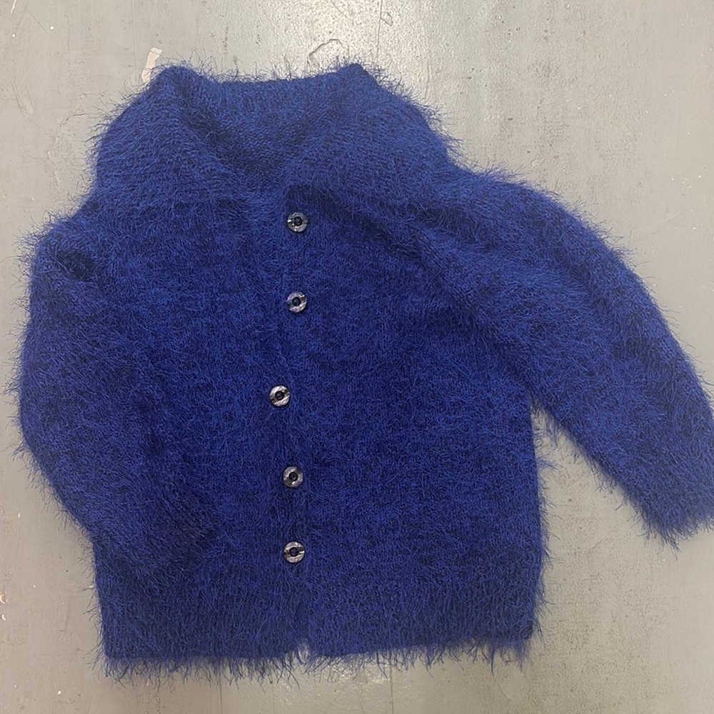 Women's Fuzzy Blue Cardigan